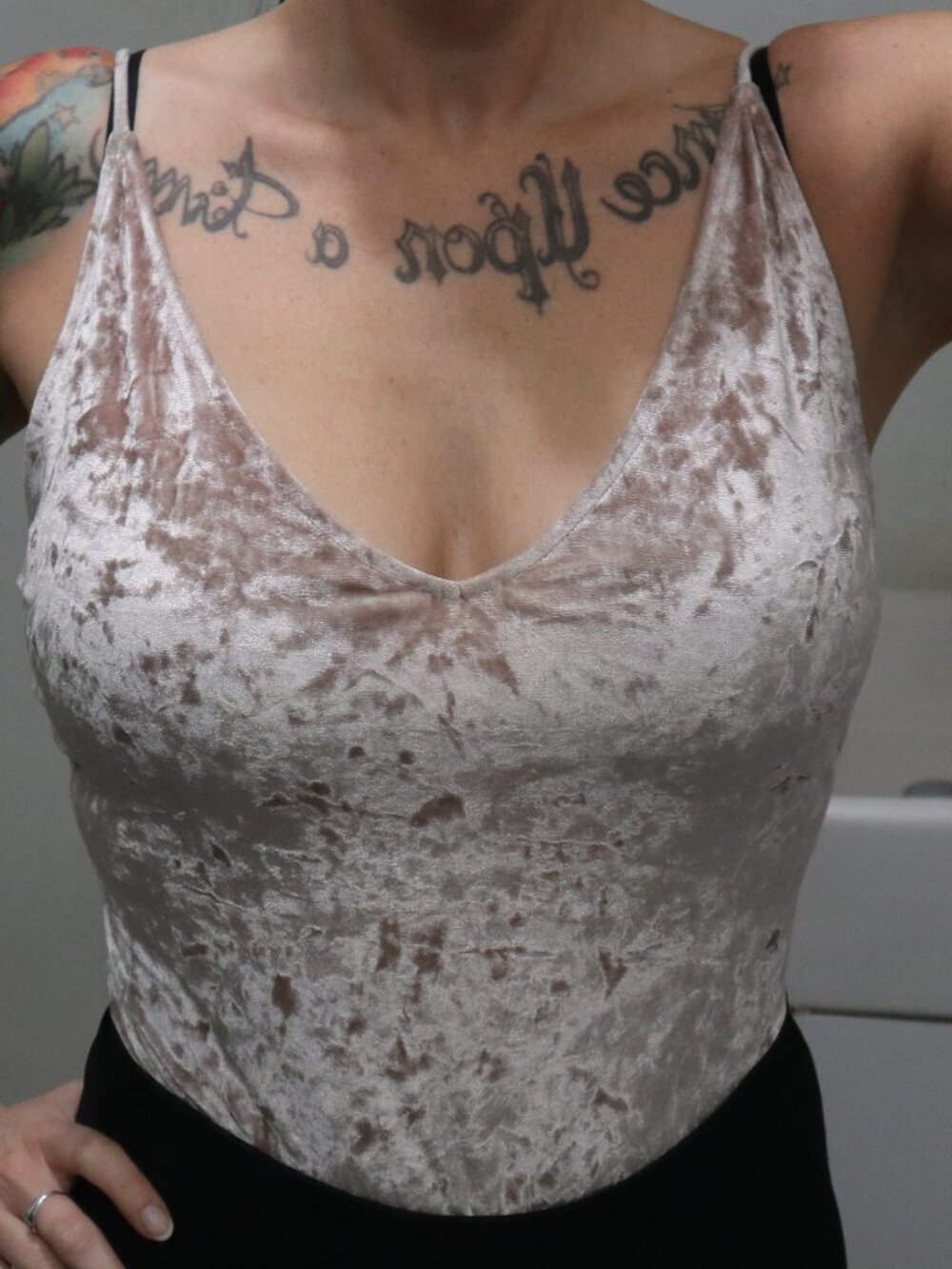 Pink Velour BodySuit with snap ties